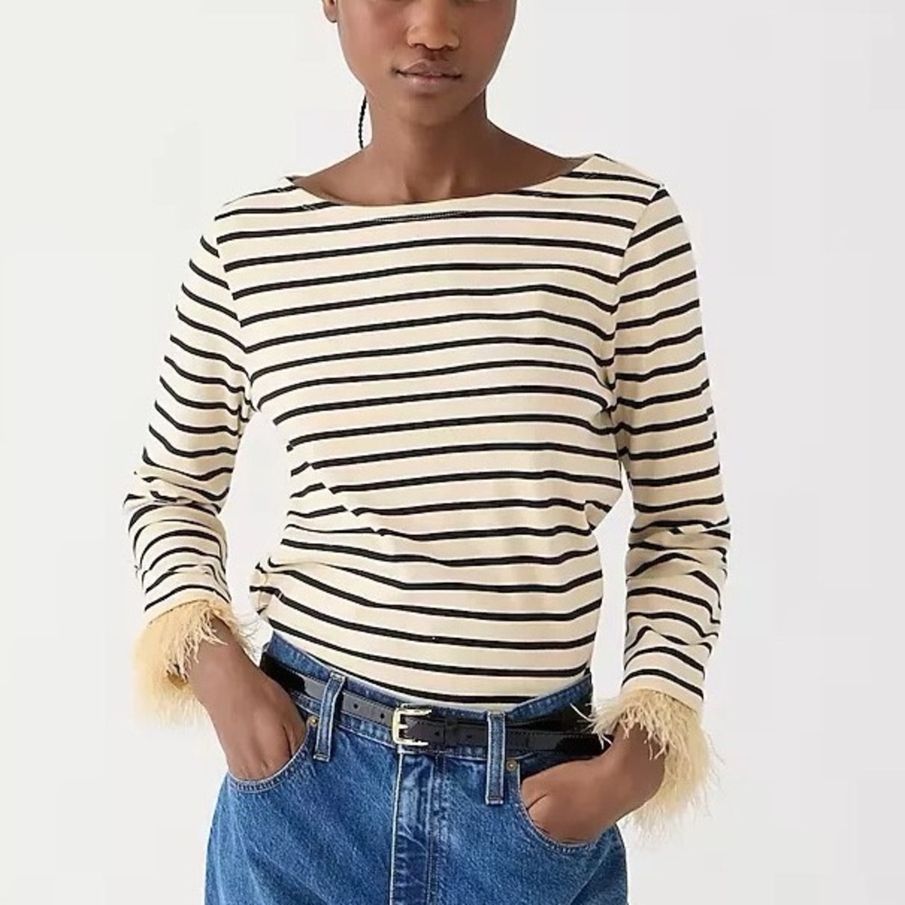 NWT Jcrew Classic Mariner boatneck with feathered cuffs